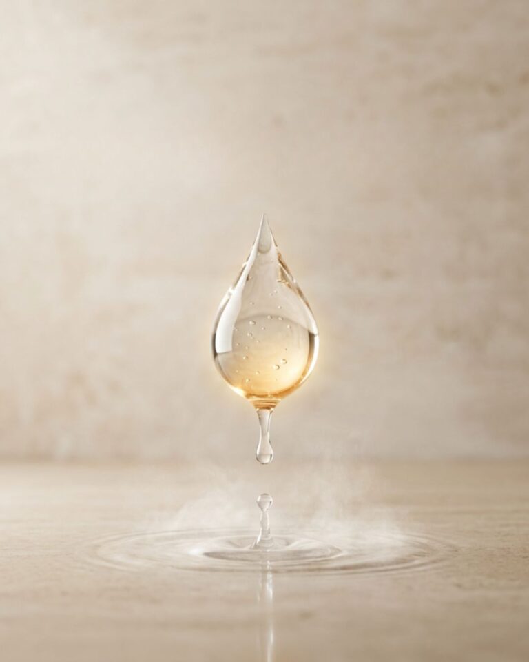 A vitamin C droplet falling into water